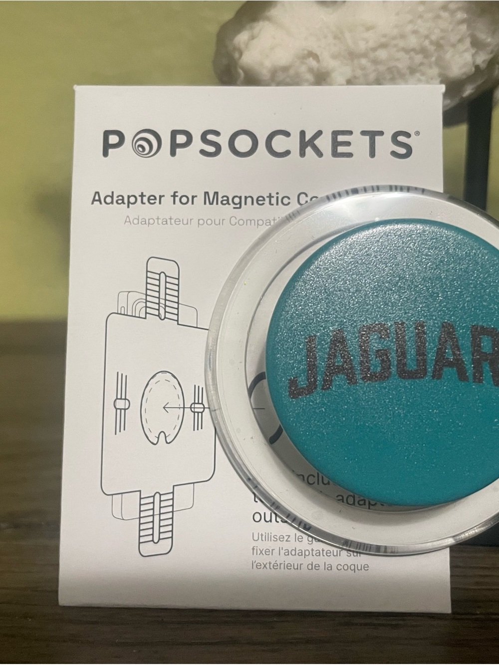 PopSocket Magnetic Adapter with Teal 'JAGUAR' PopGrip